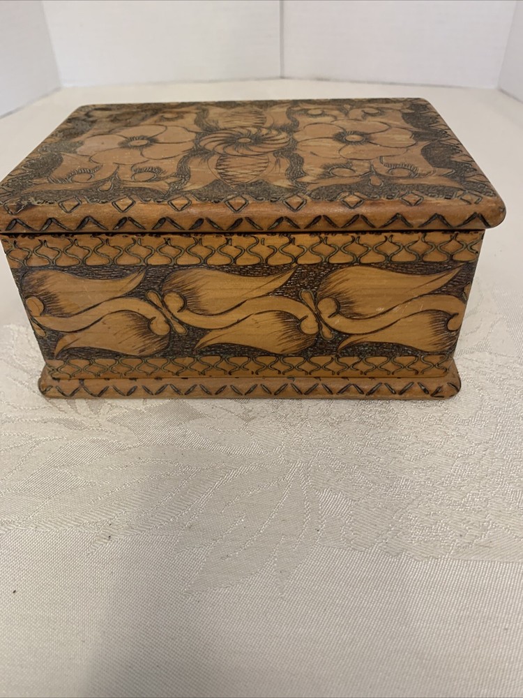 Vintage Hand Carved Cigarette Box