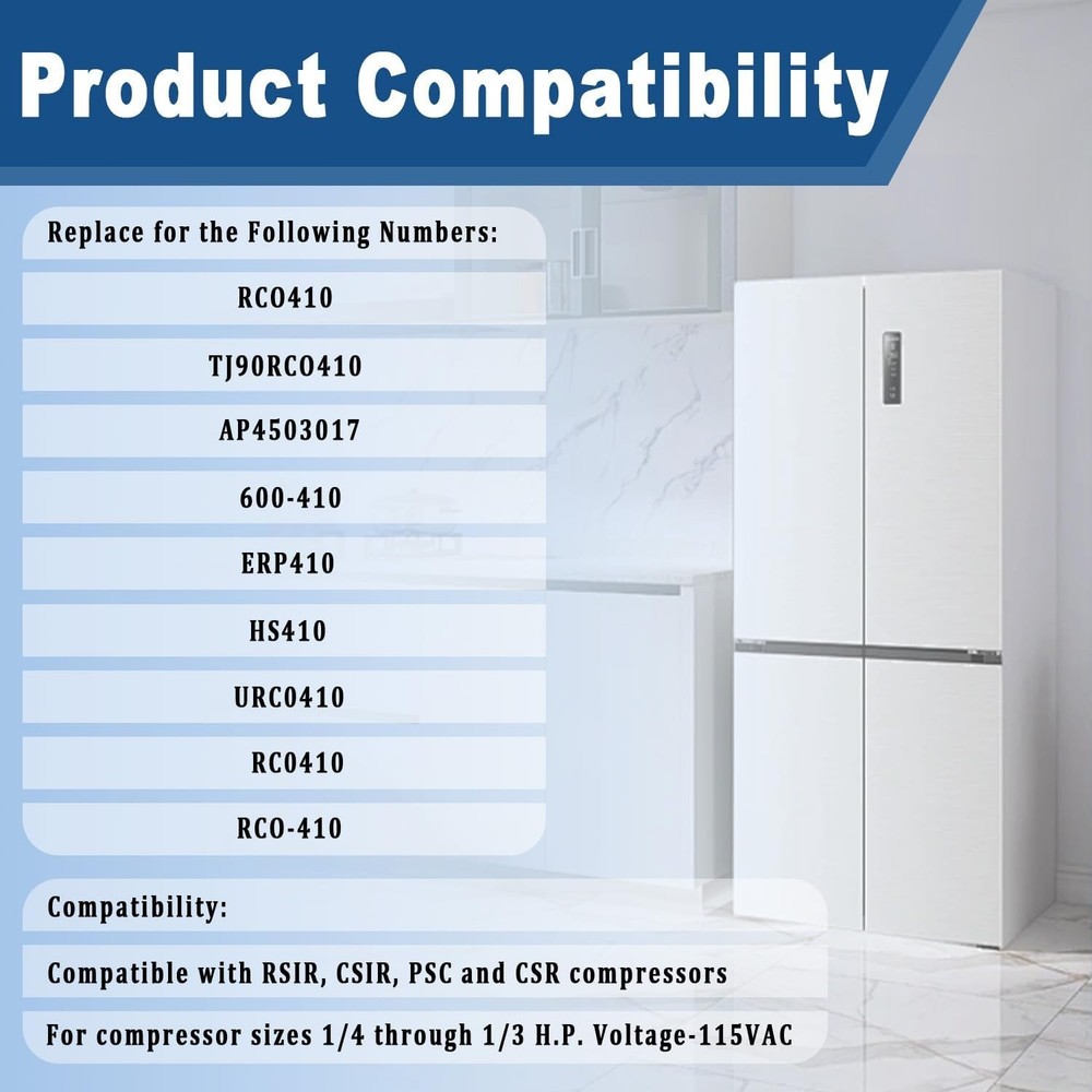 Durable Compressor Hard Start Kit for Refrigerators & Freezers - 3-Piece Set