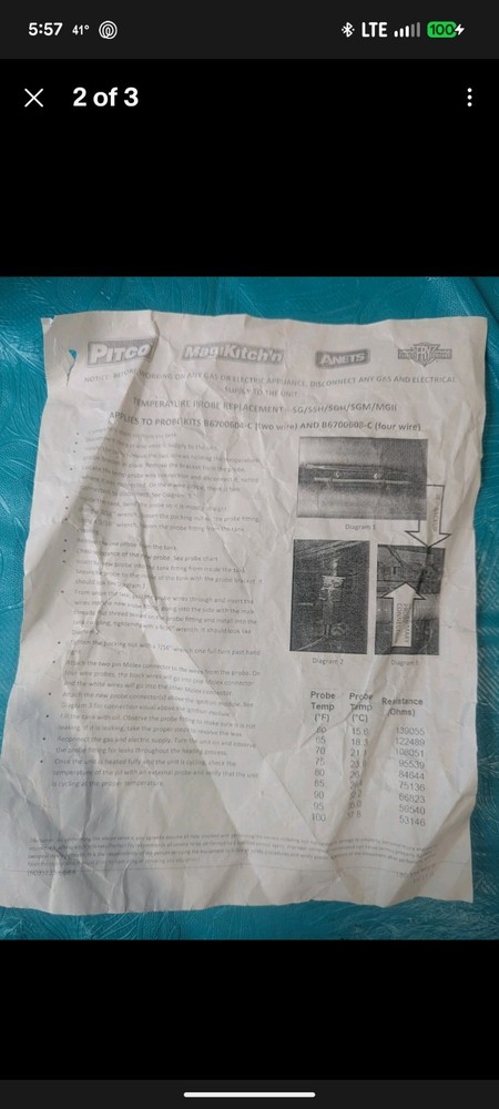 Pitco B6700604-CL Temperature Probe Service Kit, SG Replacement