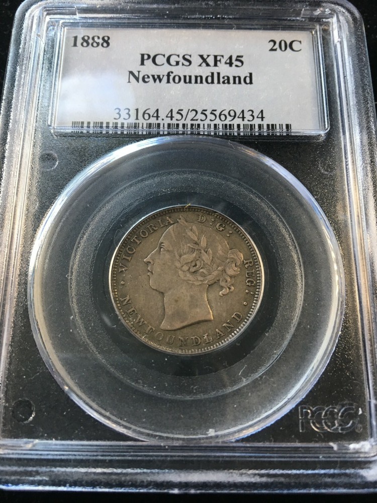 1888  Newfoundland, ¢20 Cent, PCGS Graded, **EF-45** #9434