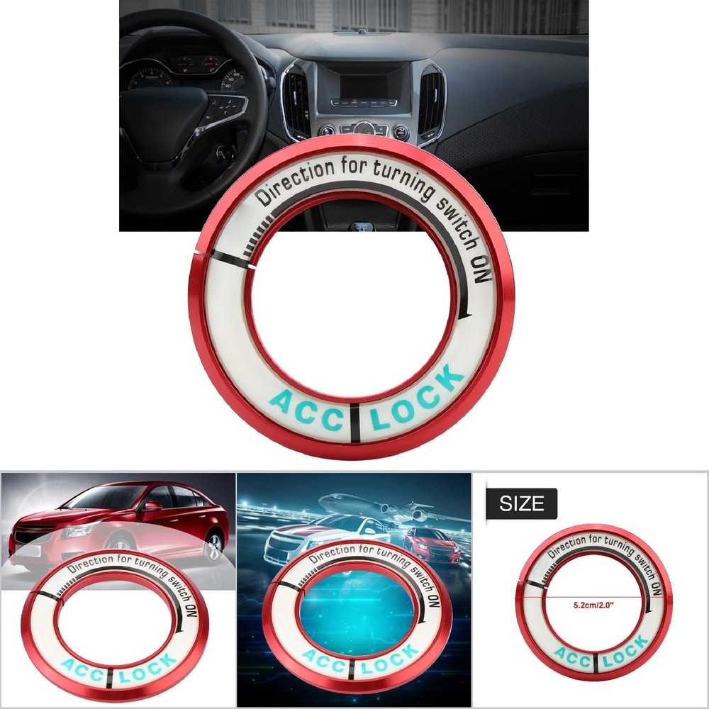 (Red)Car Ignition Switch Ignition Key Switch Ring Glow In Dark Ignition Keyhole