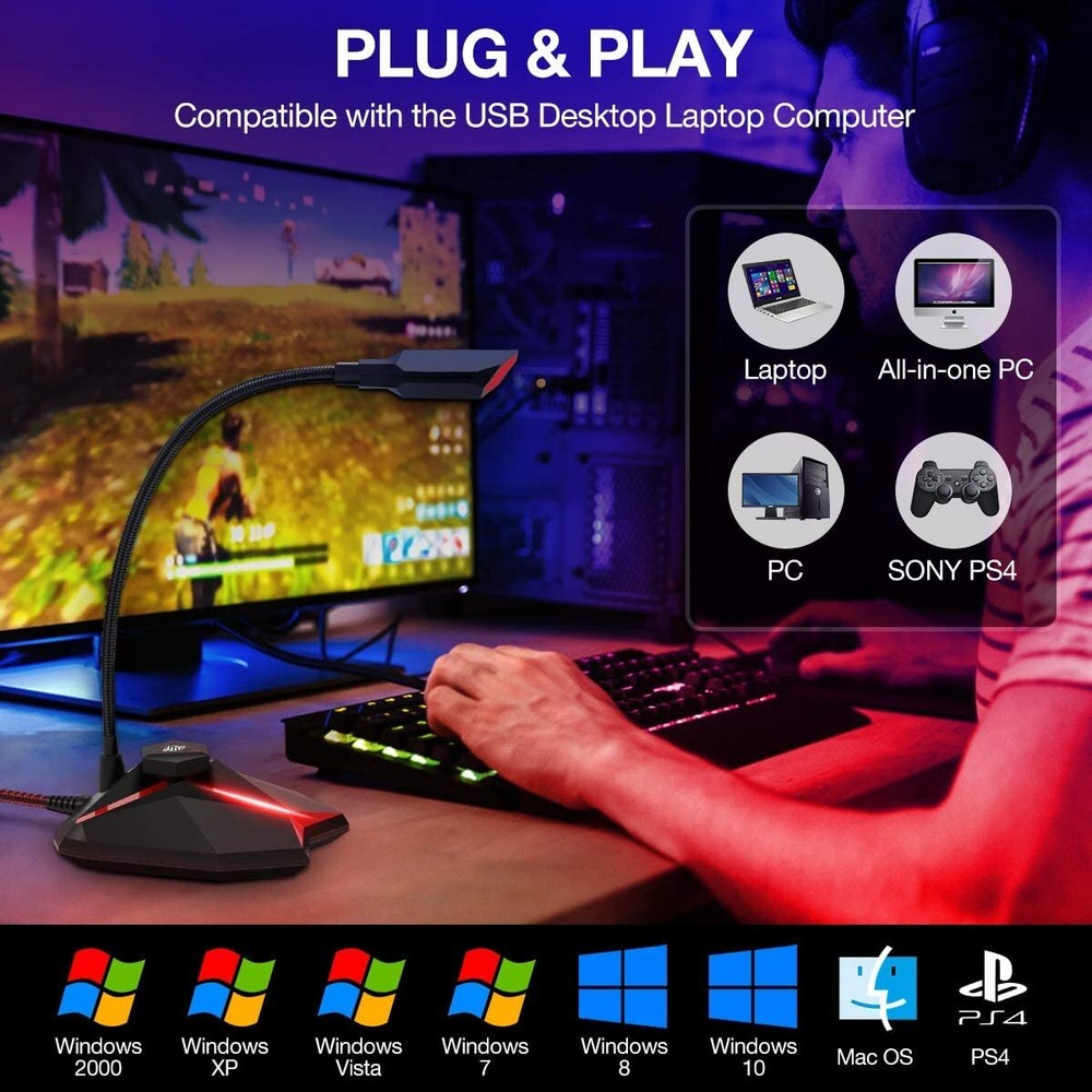 USB External Microphone for Computer Mic for PC Asus Dell HP Acer Desktop Laptop