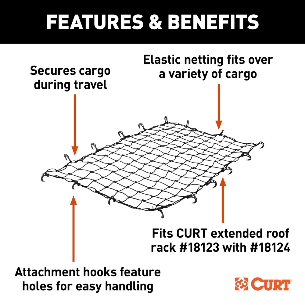 64" x 36" Elastic Cargo Net for Roof Basket