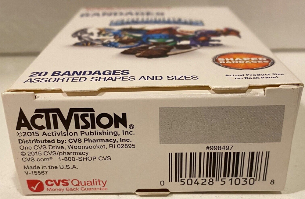 Skylanders Antibacterial Adhesive Bandages 20ct Per Box, Assorted Sizes - RARE
