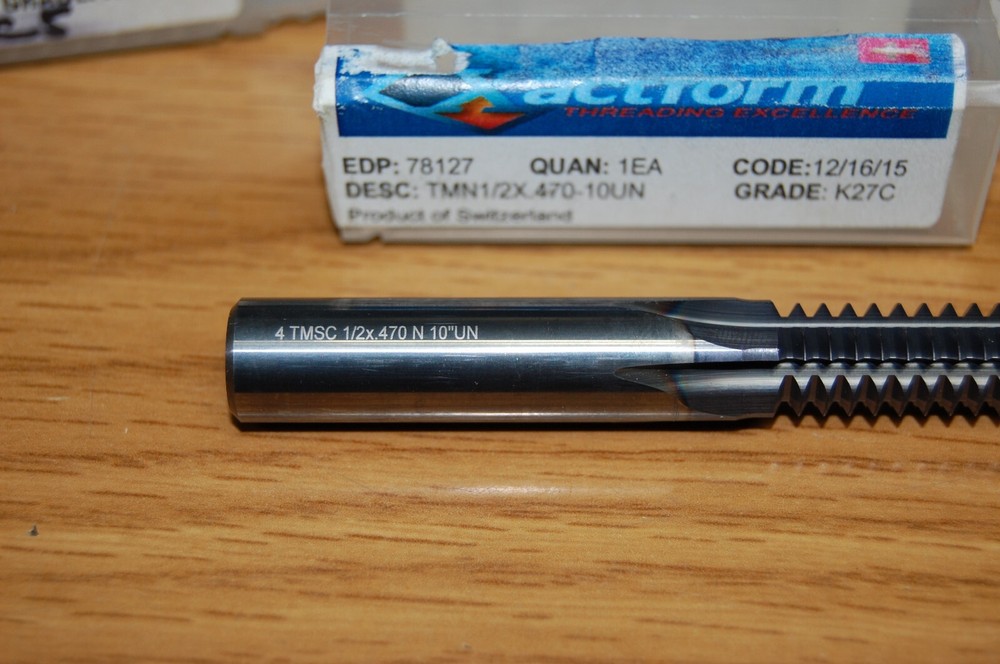 THREAD MILL 1/2" x .470 STRAIGHT FL SOLID CARBIDE XACTFORM# 78127