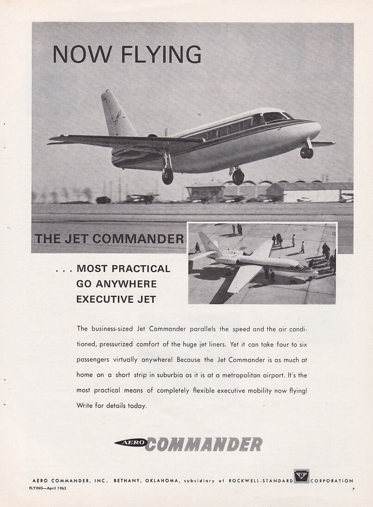 1963 Jet Commander Aircraft ad 1/18/2024a