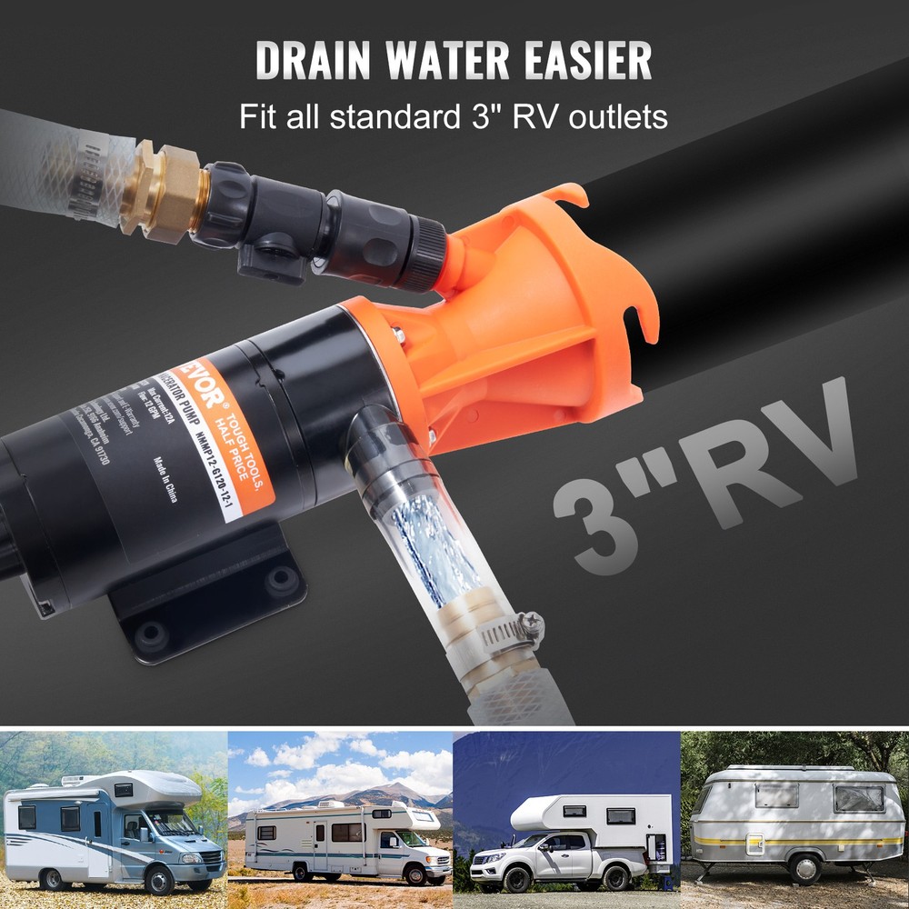 VEVOR 12V RV Portable Macerator Pump 12 GMP Quick Release RV Waste Sewage Pump