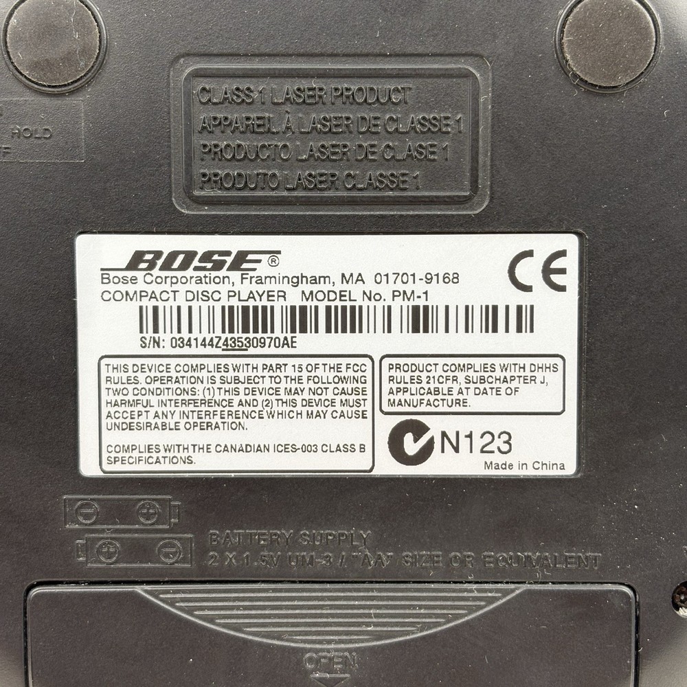 Bose PM-1 Personal Portable Anti-Skip CD Player Black Tested Working