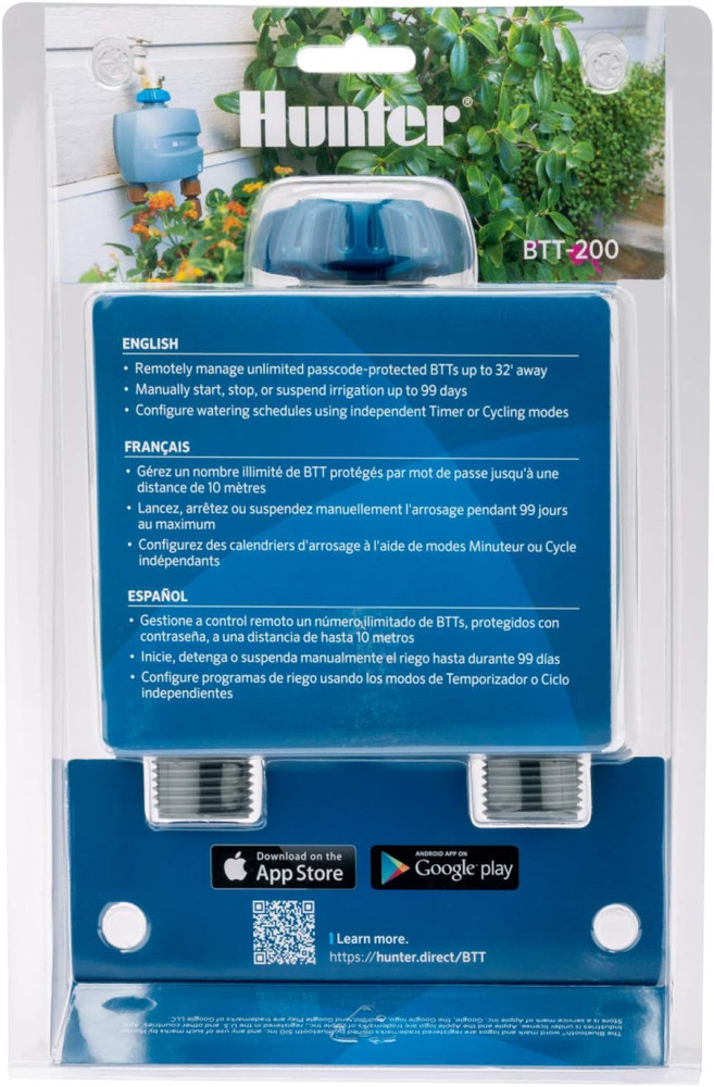 Hunter BTT Bluetooth Hose Timer, 2-Zone Smart Irrigation Controller, App Control