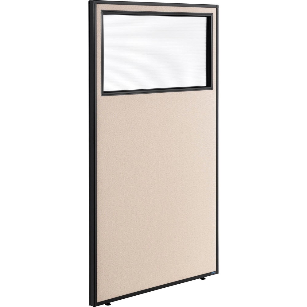 Office Partition Panel With Partial Window 36-1/4"W x 60"H Tan