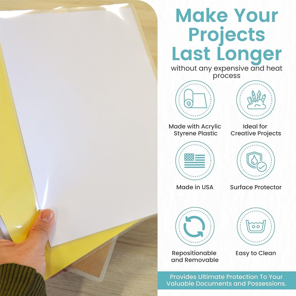 Clear Self-Adhesive Protective Liner - 13.5'' x 5' for Books & Documents