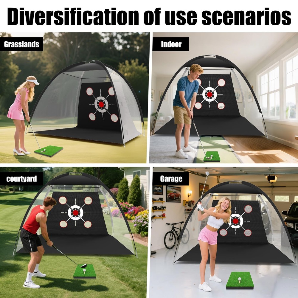 Golf Hitting Net 10x7 FT with Mat - Professional Backyard Practice Set Includes