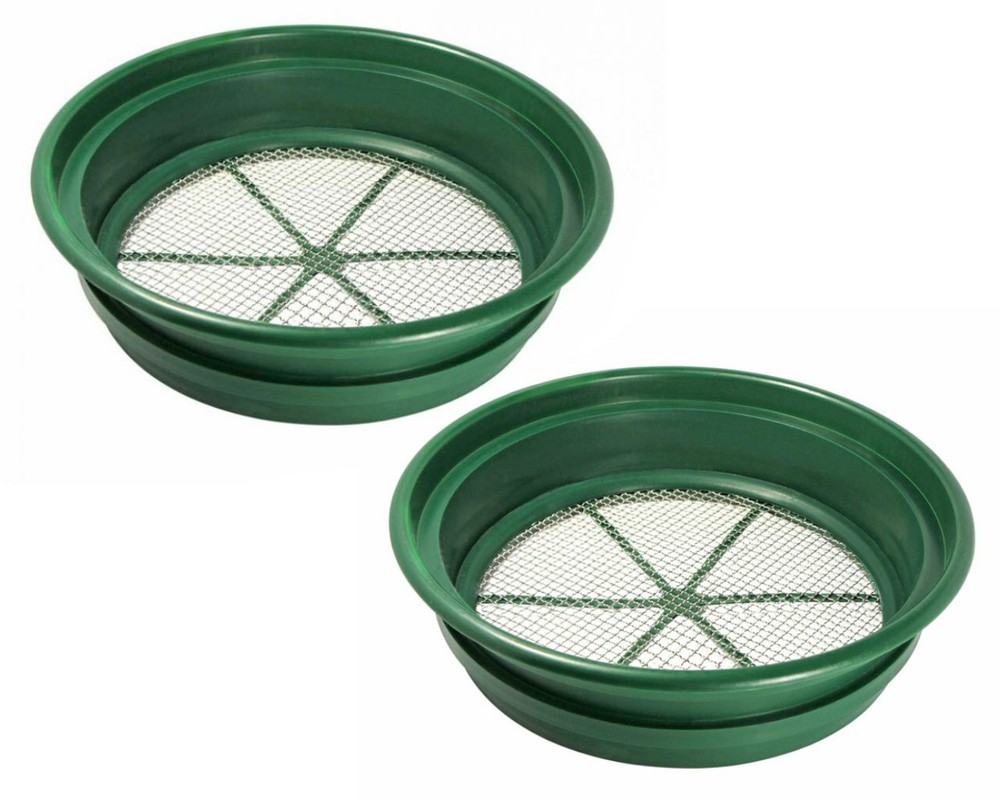 Pack Of Two 1/4 " CLASSIFIER SIFTING PAN   SCREEN EARTH SIFTER STACKABLE