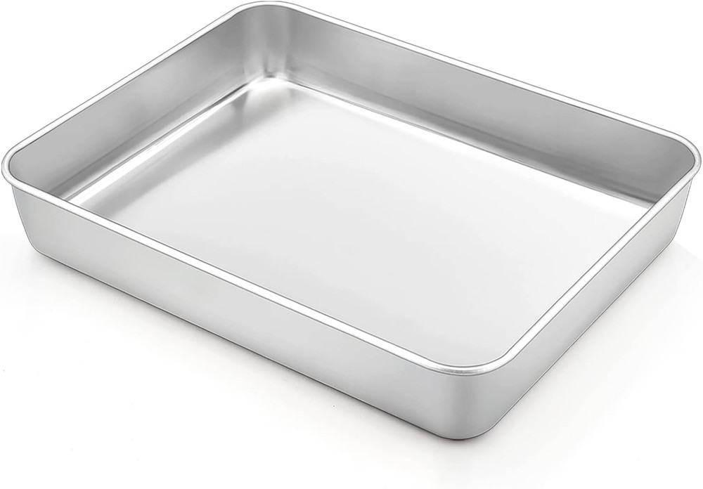 Lasagna Pan 9.3 Inch Stainless Steel Rectangular Cake Pan For Roasting Baking No