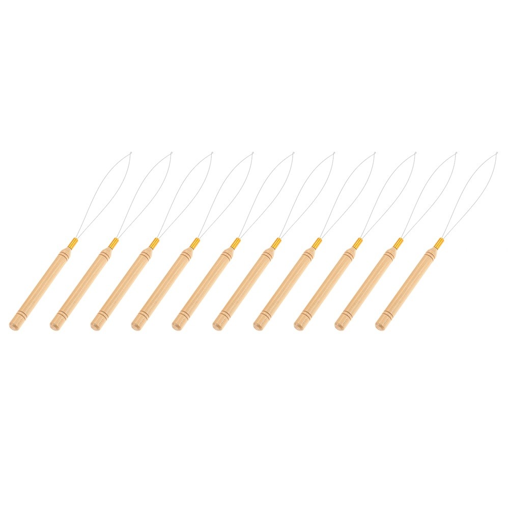 10Pcs Hair Extension Loop Needle Threader 8.78in Pulling Hook Connect DIY Tool