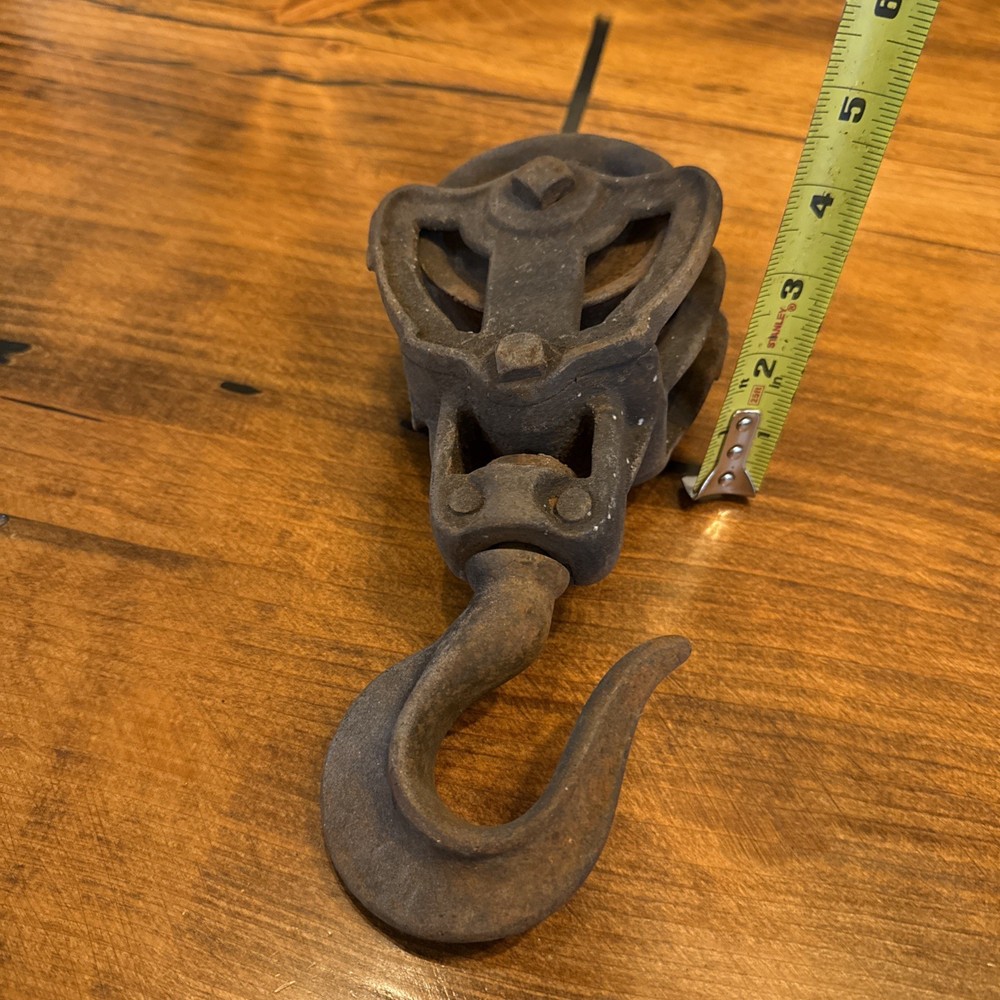 Vintage Rustic Cast Iron Block & Tackle Pulley