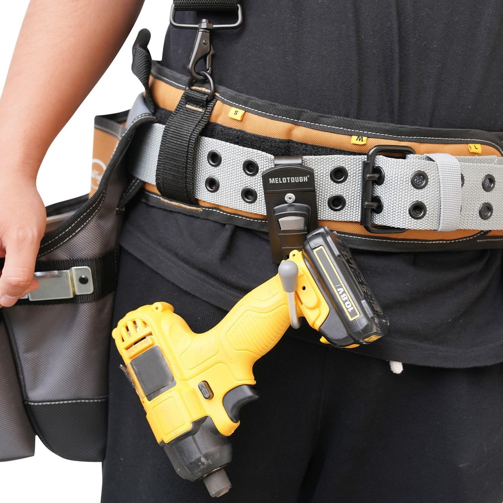 Tool Belt Hook Tool Holster Cordless Drill Holster Hook (Grey 2pcs)