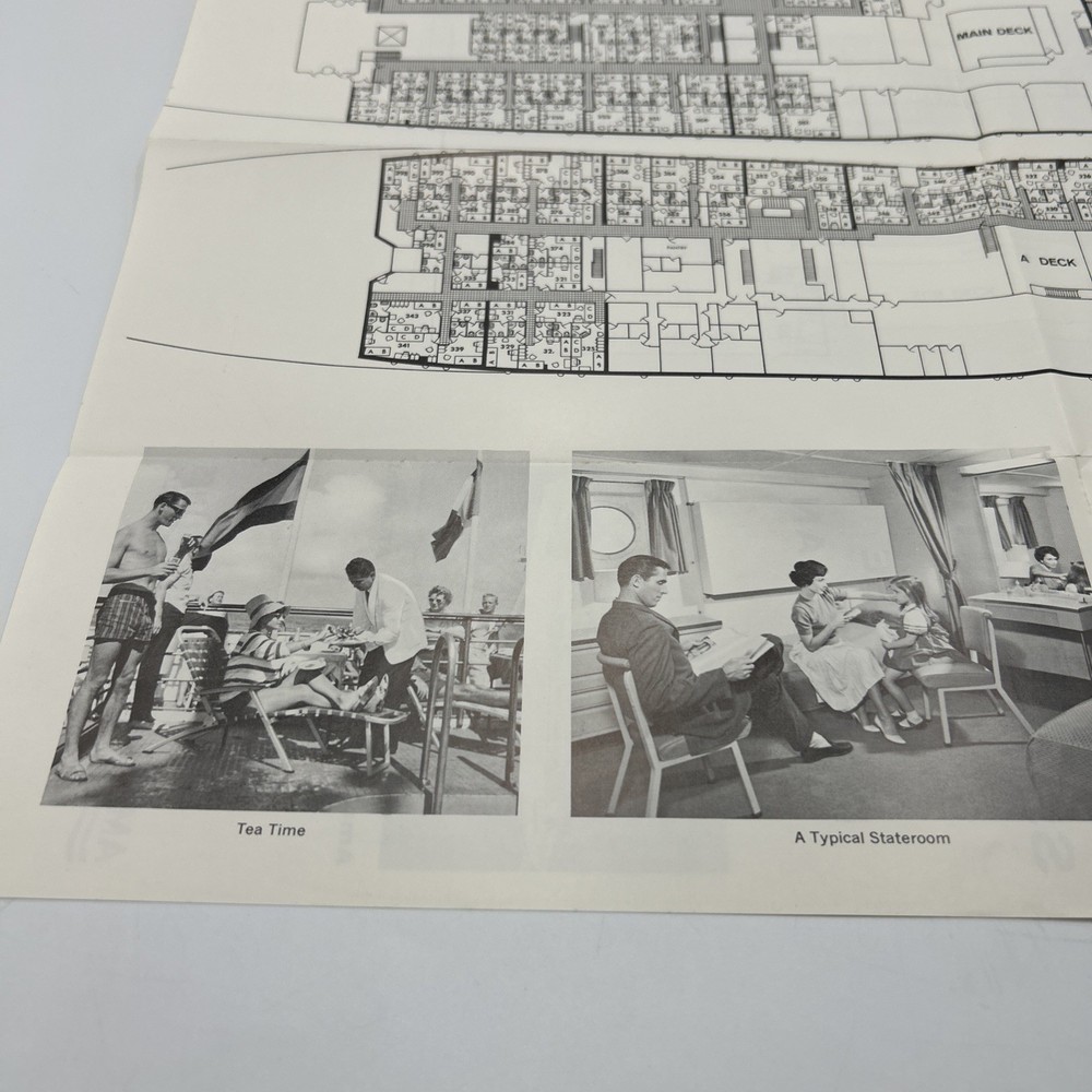 ATLANTIC (American Export) 1963 Cruise Deck Plan EX Condition