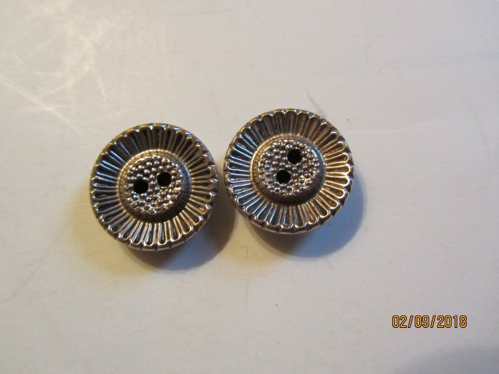 Vintage Pair Silver Metal Button
