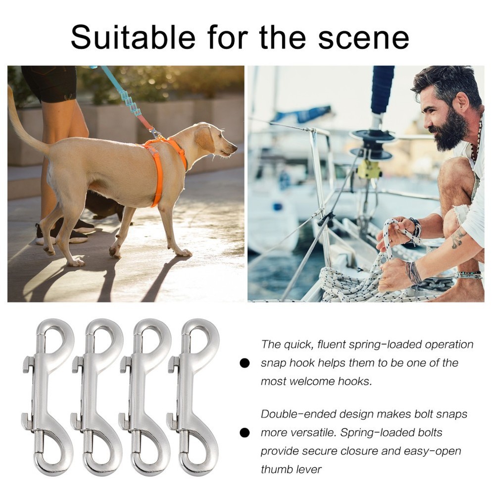 Double Ended Trigger Hook Snap Clips 4 Pcs for Ropes and Chains