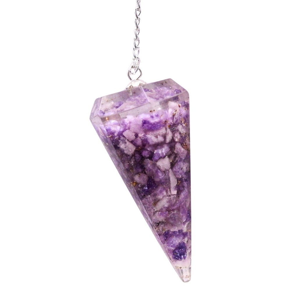 Lepidolite Orgone Crystal Pendulums