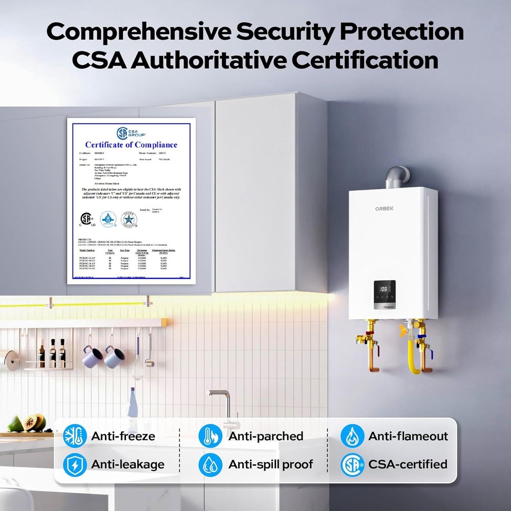 4.3 GPM 100,000 BTU Tankless Water Heater Propane GasIndoor 14L On-Demand