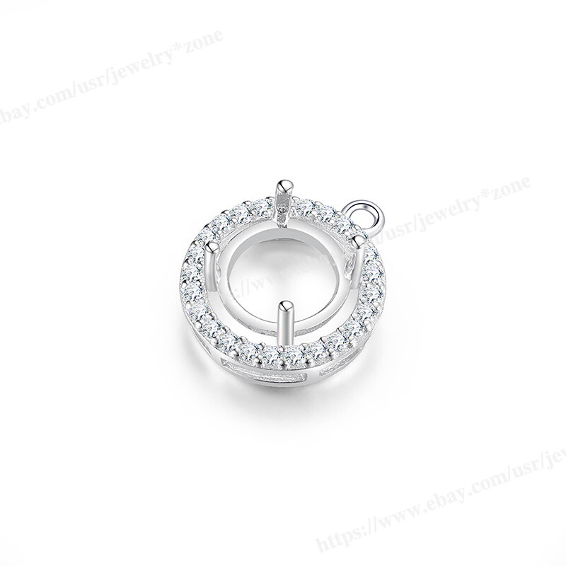 Pre Notched Round 8mm Prong Mount Dangle Setting Sterling Silver Pendant/Earring