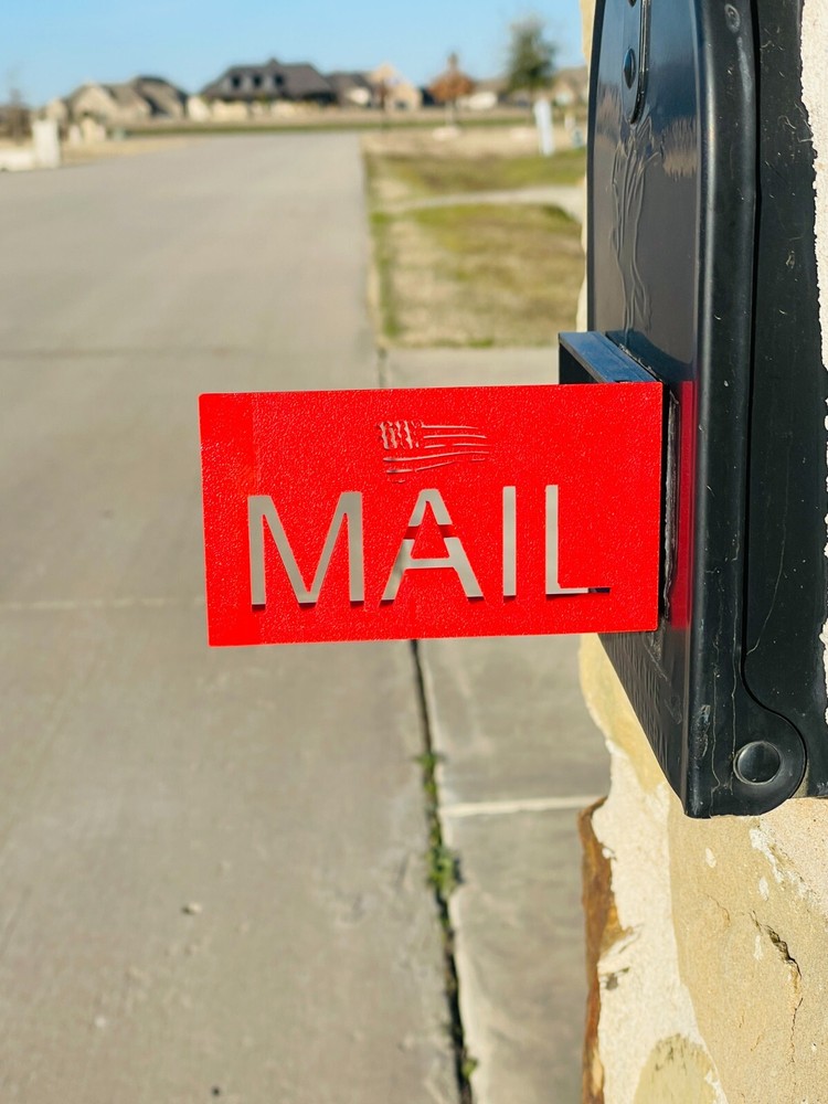Flag + Mail Mailbox Red Flag Solution Universal Front Mount Mail Replacement Out