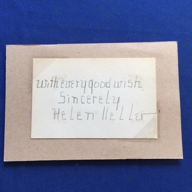 HELEN KELLER AUTOGRAPH - FINE ON  PLAIN WHITE INDEX CARD