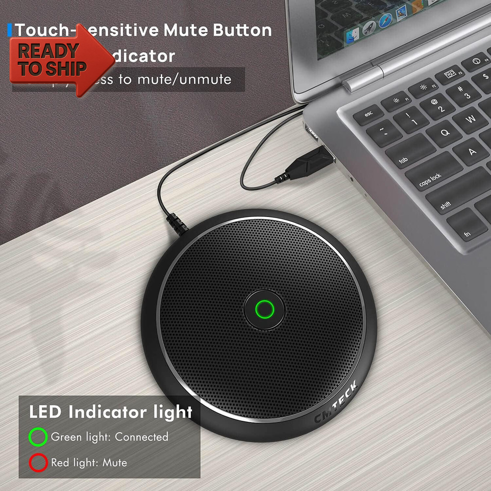 CMTECK Conference USB Microphone, Computer Desktop Mic with Mute Function, Omni