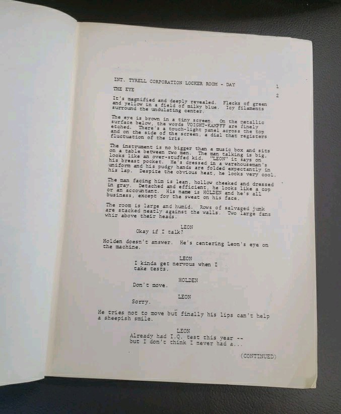 AN EARLY SCRIPT FROM "BLADE RUNNER." WARNER BROS. July 1980 Ridley Scott