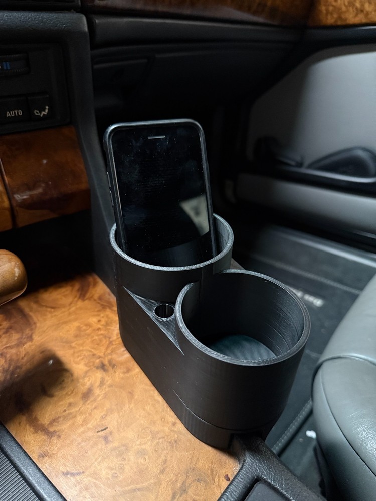BMW e34, e32 Dual Cup Holder 3D Printed PETG Material High Resist Front Storage