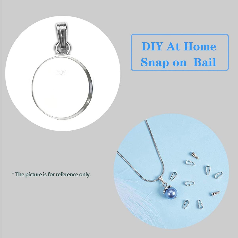 10Pcs Solid Sterling Silver Snap-On Bail Pendant Connector Finding for Jewelry C