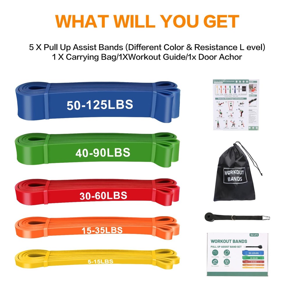 Resistance Bands, Pull Up Bands, Pull Up Assistance Bands Set for Men & Women...