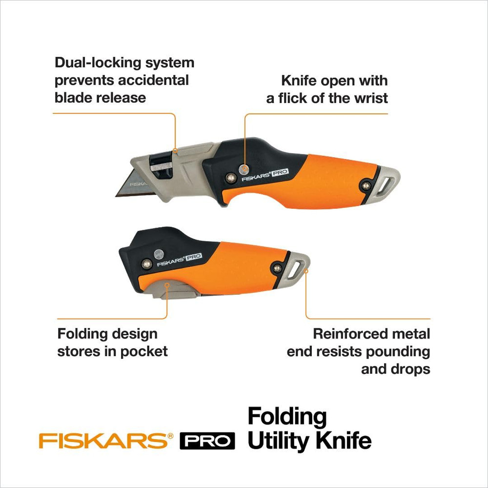Pro Retractable Folding Utility Knife, Box Cutter with Long-Lasting Carbonmax Ra