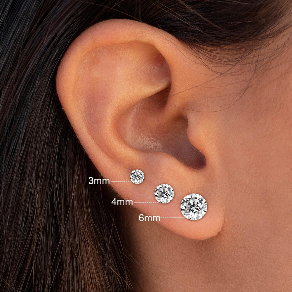 40 Pairs CZ Hypoallergenic Plastic Earrings for Sensitive Ears Plastic Stud E...