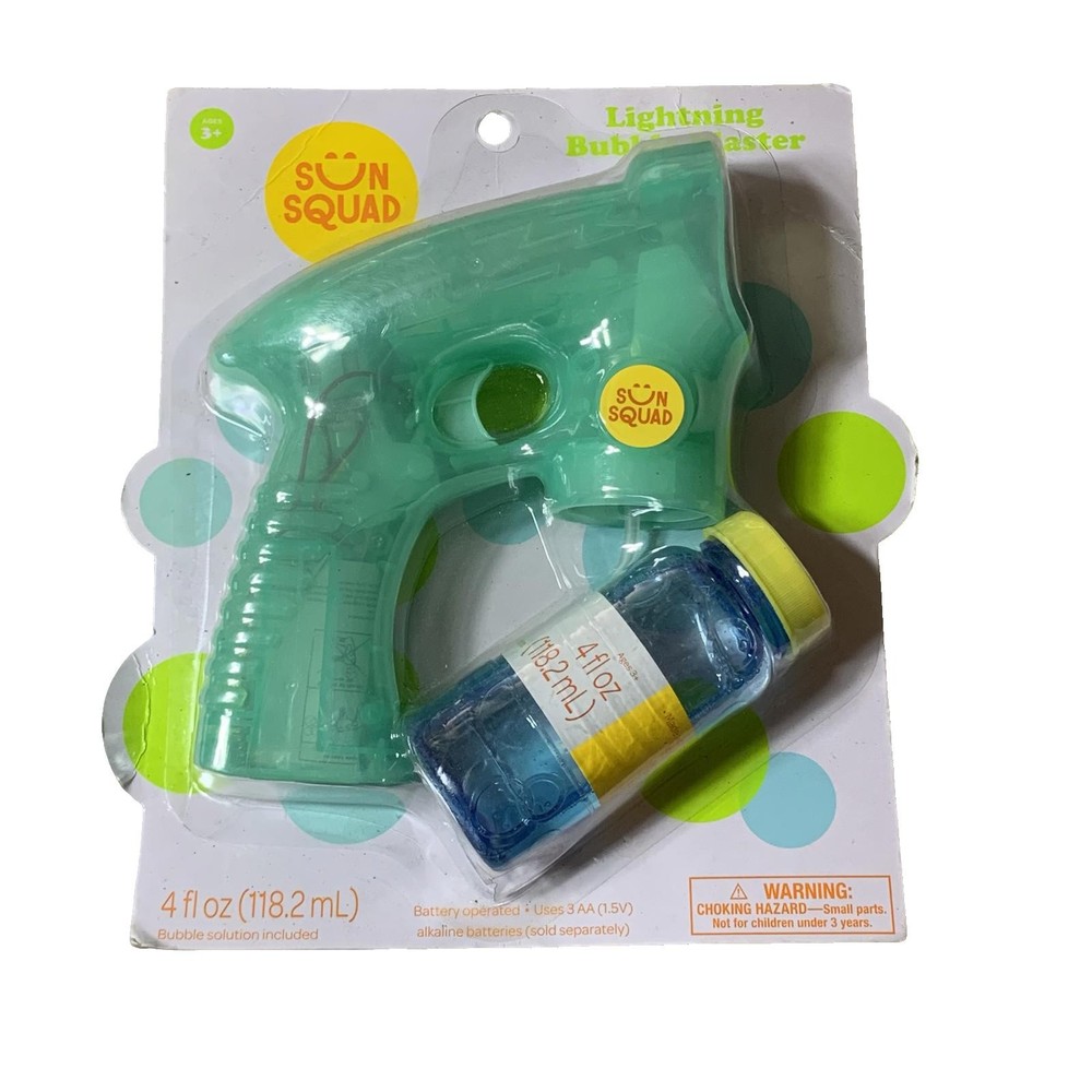 Sun Squad Lightning Bubble Blaster with Bubble Solution 4 fl oz NEW