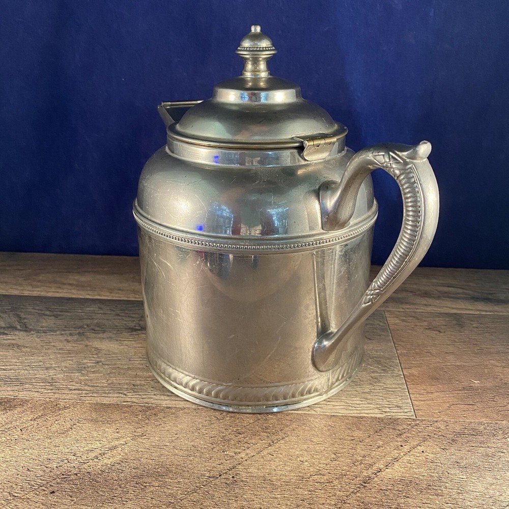 Manning Bowman Water Pitcher Teapot Decorated Silverplate Lidded