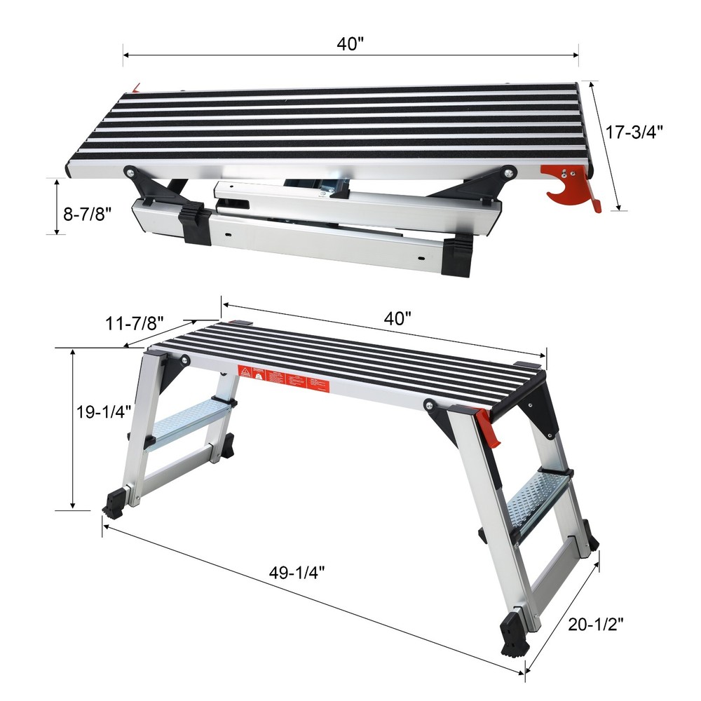 330lbs Aluminum Platform Non-Slip Drywall Step Folding Work Bench Stool Ladder