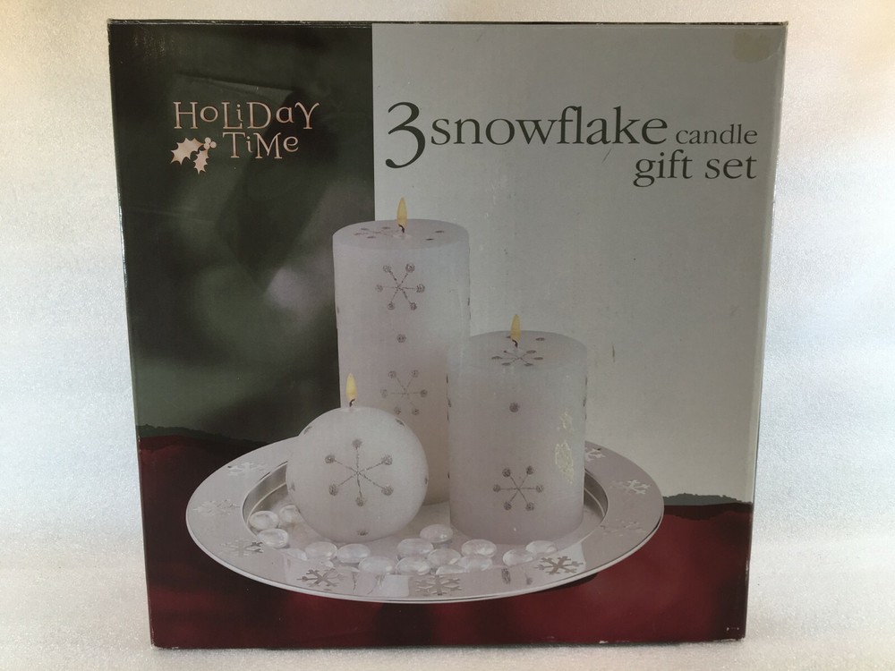 Holiday Time 3 Snowflake Candle Gift Set