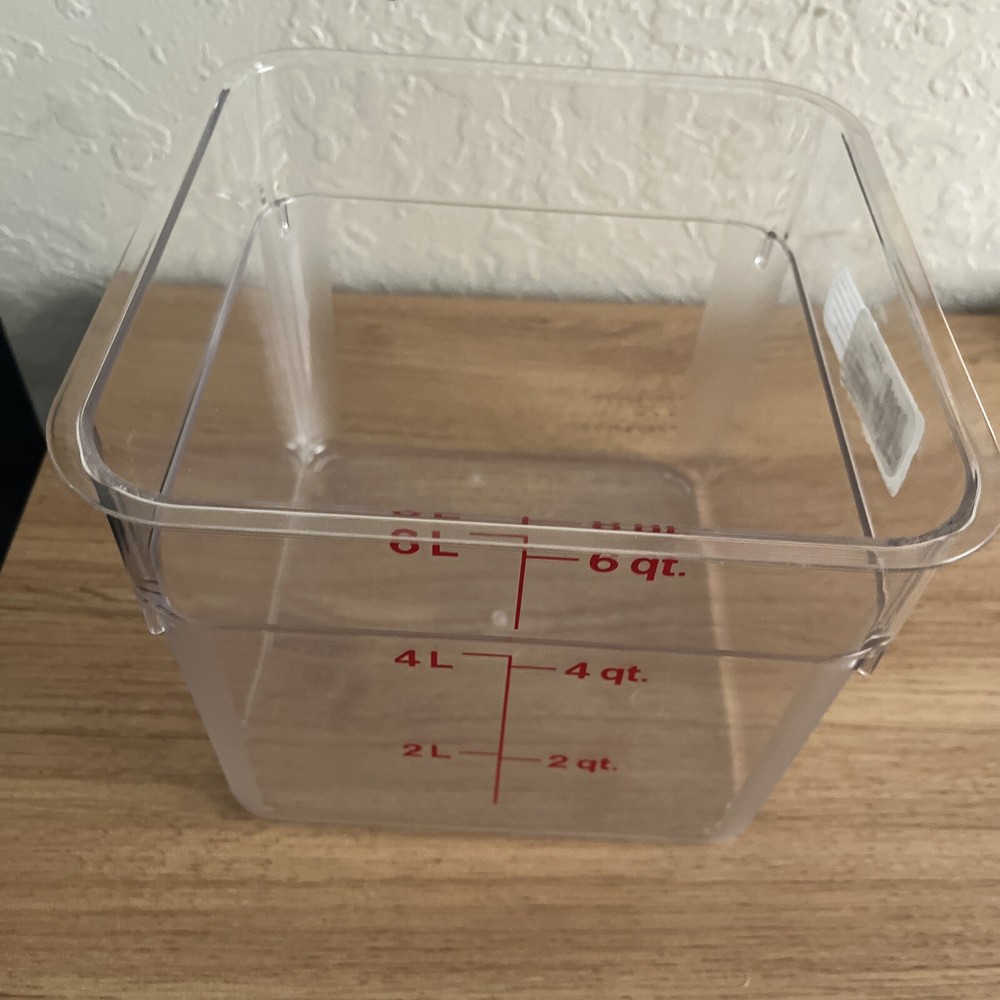 Square Food Container 6-Quart Polycarbonate Clear NSF (only container) NEW