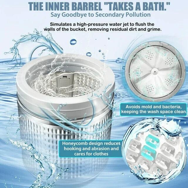 Portable Washing Machine 13.5Lbs Capacity Full-Automatic Washer with 10 Programs