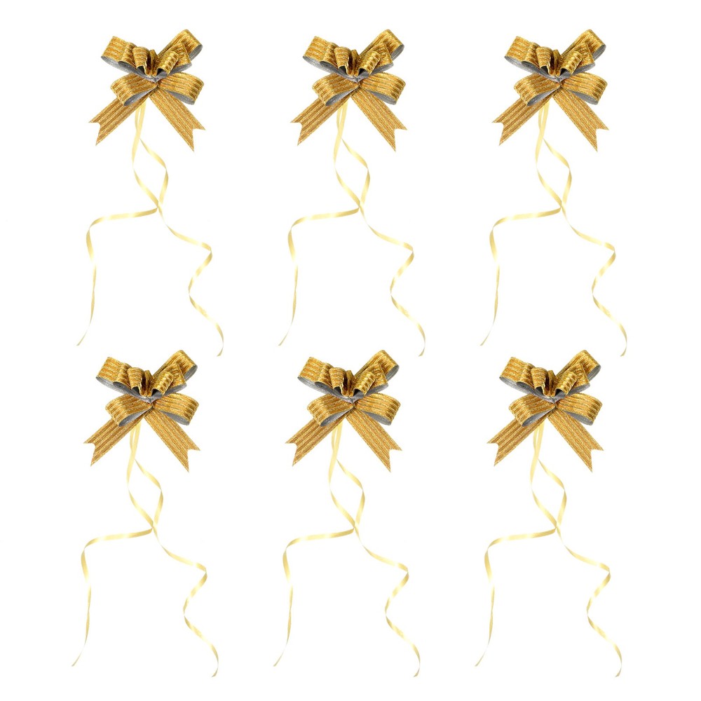 40Pcs 2" Pull Bows Present Wrapping String Bows Striped Style Ribbon Gold Tone
