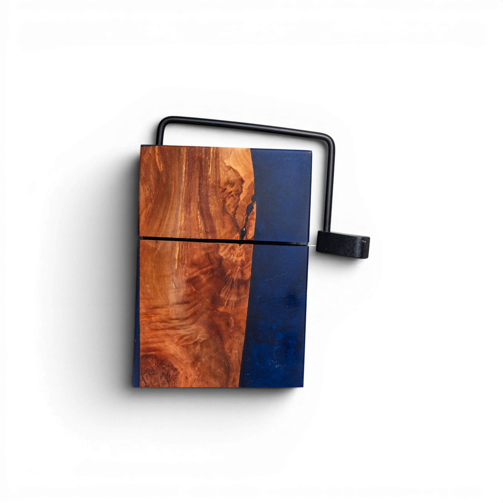 Apple Wood Dark Blue Epoxy Cheese Slicer Board