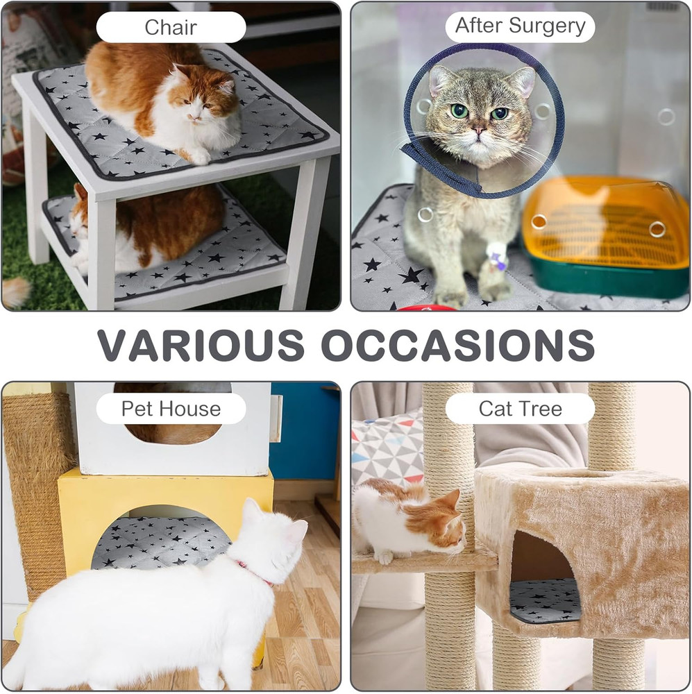 4 Pack Self Warming Cat Bed Self Heating Cat Mat Star Pattern Soft Dog Crate Pad