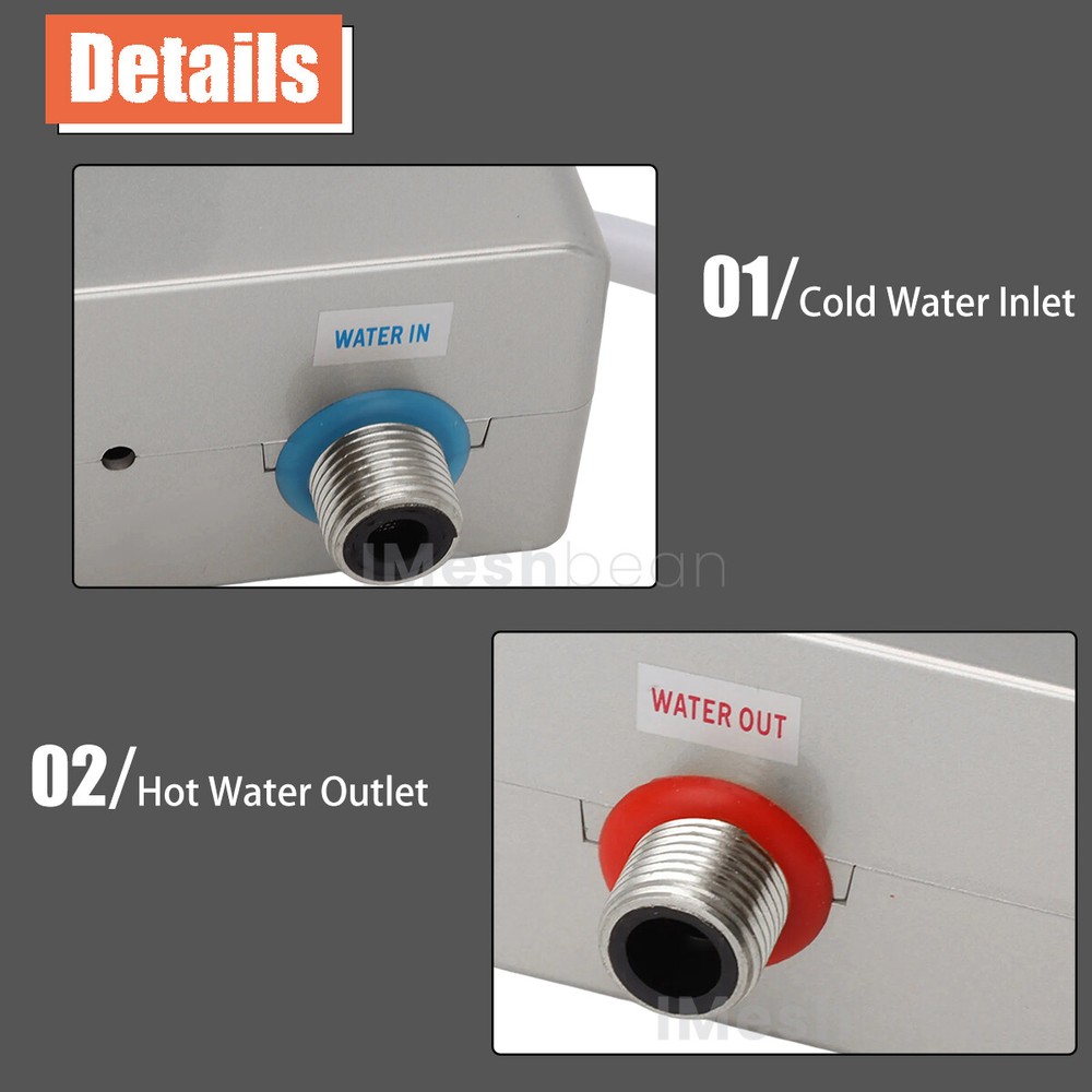 3000W Kitchen Electric Hot Tankless Water Heater Shower Instant Boiler Bathroom