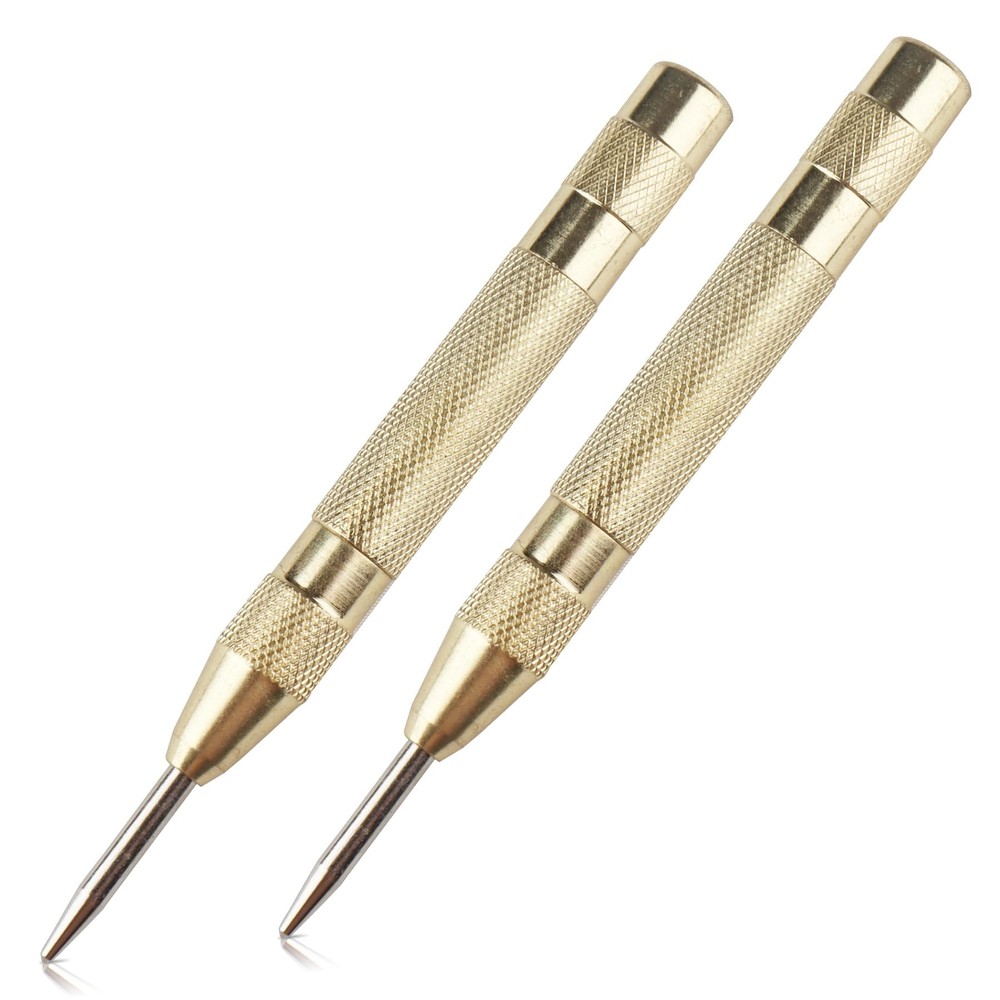 2 Pack Automatic Center Push 5 Inch Brass Spring Loaded Center Hole Punch