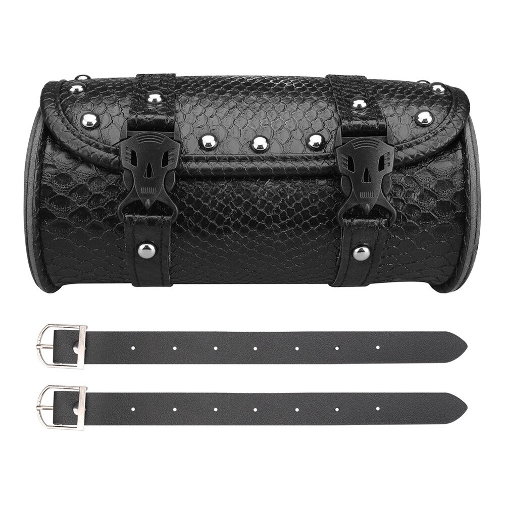 Motorcycle Front Fork Tool Bag Pouch Storage Luggage SaddleBag Leather Handlebar