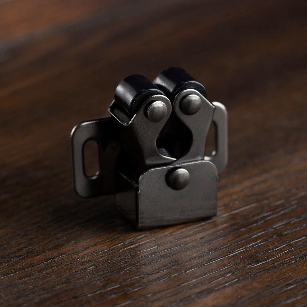 8 PCS Cabinet Latch Double Roller Catch Hardware for Cupboard BlackNickel