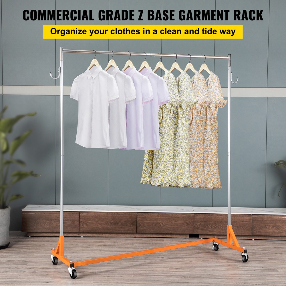 Heavy Duty Rolling Garment Rack, Adjustable Height with Locking Casters